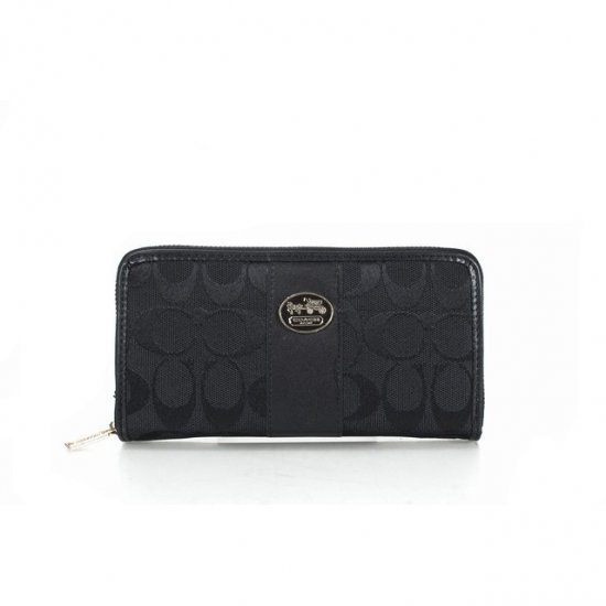 Coach Zippy Logo Signature Small Black Wallets FES | Women